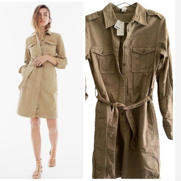 J. Crew Dresses & Skirts - J. Crew Khaki Safari Utility Chino Belted Dress